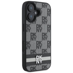 DKNY Checkered Pattern & Printed Stripes Back Case for Apple iPhone 16