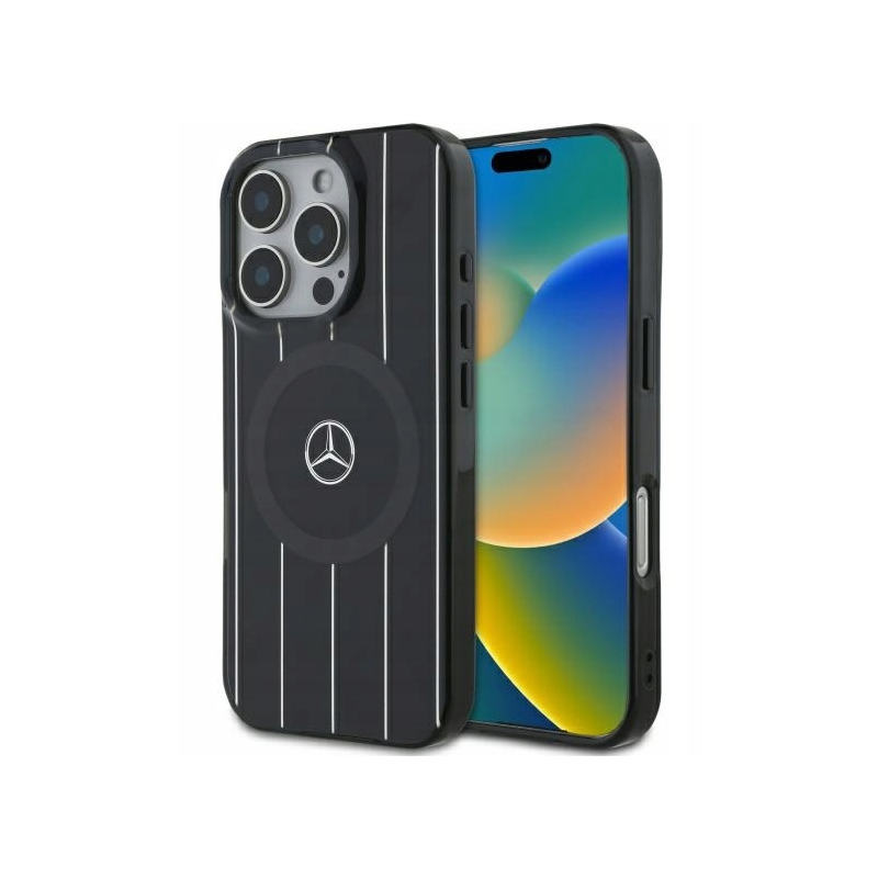 Mercedes Double Layer Crossed Lines MagSafe Back Case for Apple iPhone 16 Pro