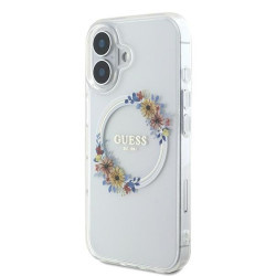 Guess IML Flowers Wreath MagSafe Case for Apple iPhone 16 Plus