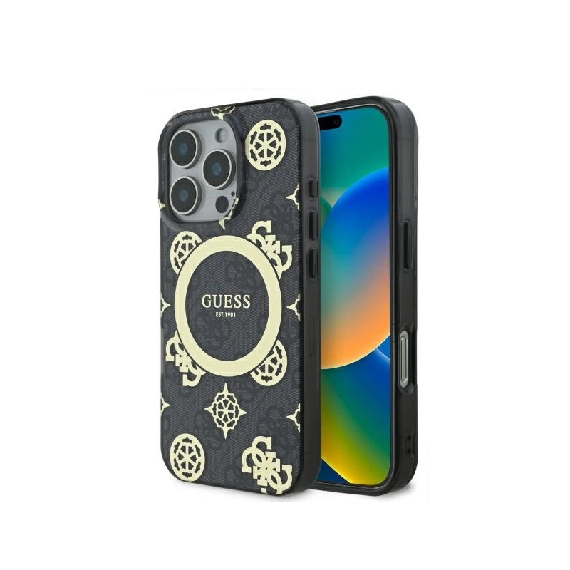 Guess IML Peony On 4G Background MagSafe Back Case for Apple iPhone 16 Pro