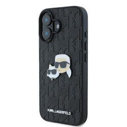 Karl Lagerfeld Monogram Karl&Chaoupette Head Pin Back Case for Apple iPhone 16