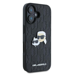 Karl Lagerfeld Monogram Karl&Chaoupette Head Pin Back Case for Apple iPhone 16