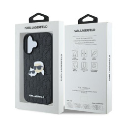 Karl Lagerfeld Monogram Karl&Chaoupette Head Pin Back Case for Apple iPhone 16