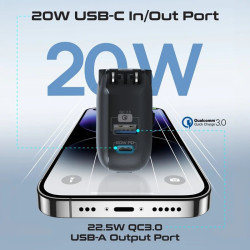 Promate PowerPack-10i Charger Power Bank 22W / 10000mAh / USB-C / QC3.0 / iWatch 2,5W / 220V EU/US/UK