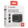Verbatim 32217 GaN Charger 65W 2x USB-C / USB-A + Adapter