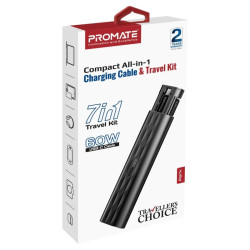 Promate Perk Compact 4-in-1 Cable and Adapter Set USB-C / micro / Lightning/ 0.3m