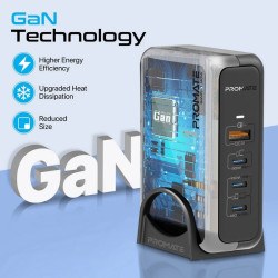 Promate GaNPort-140W GaNFast™ Charging station 140W / USB-C PD 3.1 / QC3.0
