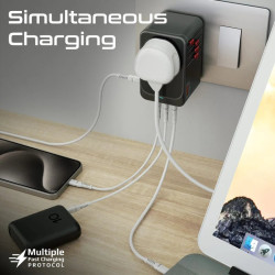 Promate TripMate-GaN100 GaNFast™ Multi-Port Wall Charger 100W / EU/US/UK/AU