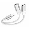 Swissten Textile USB-C / USB-C / Aux 3.5mm Charging Audio Adapter 0.12m