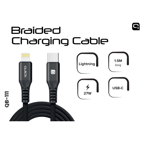 Quick QB-111 Braided Charhing and Data Cable USB-C to Lightning 1.5m