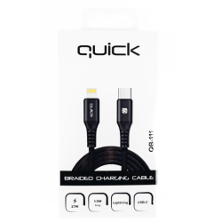 Quick QB-111 Braided Charhing and Data Cable USB-C to Lightning 1.5m