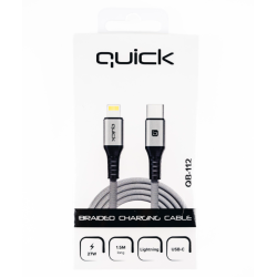 Quick QB-112 Braided Charhing and Data Cable USB-C to Lightning 1.5m