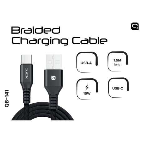 Quick QB-141 Braided Charhing and Data Cable USB to USB-С 1.5m
