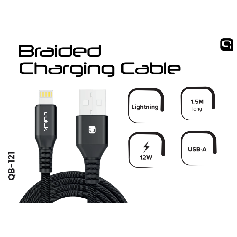 Quick QB-121 Braided Charhing and Data Cable USB to Lightning 1.5m