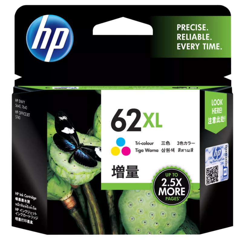 HP 62XL High Yield Tri-color Original Ink cartridges