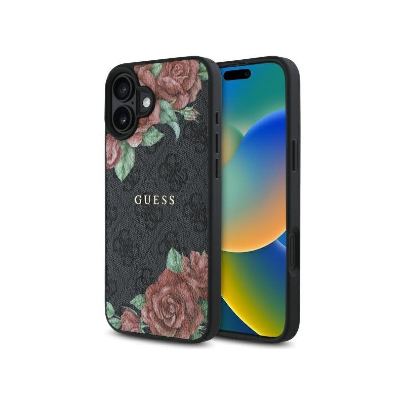 Guess GUHMP16SP4ROPEMCK 4G Flowers Print MagSafe Case for Apple iPhone 16