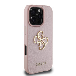 Guess PU Grained 4G Metal Logo Case for Apple iPhone 16 Pro