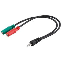 Goobay 50467 PC Computer Headset Adapter Splitter to 3.5mm (4pin)
