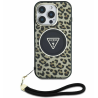 Guess HC IML Leopard Triangle Cord Strap Case for Apple iPhone 16 Pro