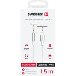 Swissten Audio Adapter Textile Lightning - 3.5mm Jack Cable 1.5m