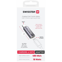 Swissten Textile USB-C / Lightning Adapter
