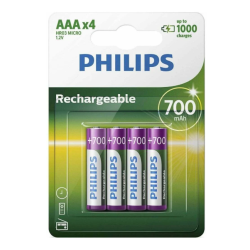 Philips R03B4A70/10 Rechargeable Batteries AAA 4pcs