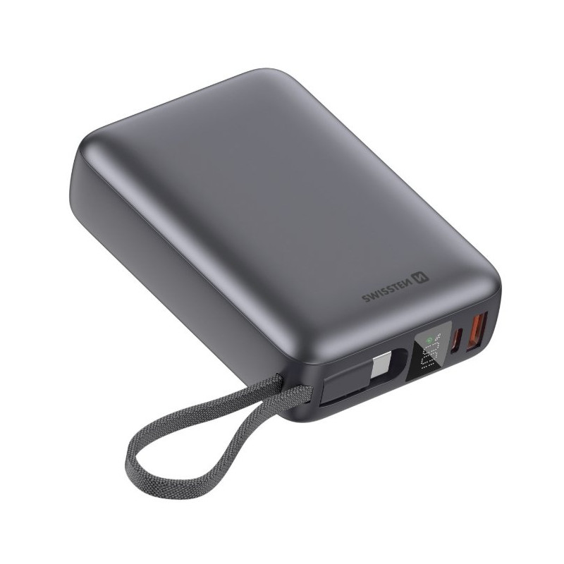 Swissten Power Bank 20000 mAh 45W with Built-In USB-C Cable