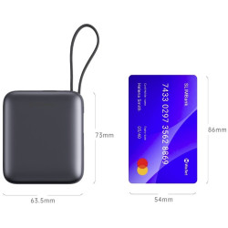 Swissten Power Bank 10000 mAh with Built-In Cables USB-C and Lightning