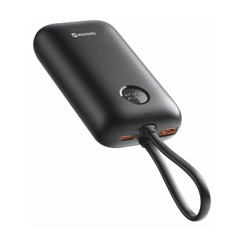 Swissten Voltbox 35W Power Bank 10000 mAh with Built-In Cables USB-C and Lightning