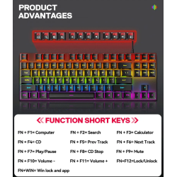 RoGer K80 Gaming Wired Mechanical Keyboard RGB / USB