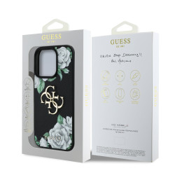 Guess PU Grained Roses 4G Metal Logo Case for Apple iPhone 16 Pro