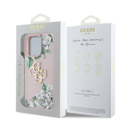 Guess PU Grained Roses 4G Metal Logo Case for Apple iPhone 16 Pro
