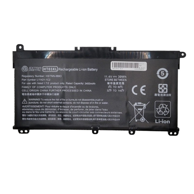 ExtraDigital HT03XL Battery for HP Laptop 11.4V /  3400mAh / 39Wh