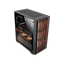Mars Gaming MCWOOD Computer ATX Case with wooden slats / Tempered Clear Glass