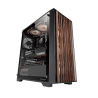 Mars Gaming MCWOOD Computer ATX Case with wooden slats / Tempered Clear Glass