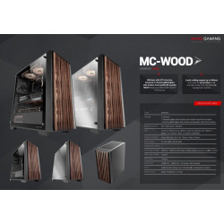Mars Gaming MCWOOD Computer ATX Case with wooden slats / Tempered Clear Glass