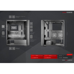 Mars Gaming MCWOOD Computer ATX Case with wooden slats / Tempered Clear Glass