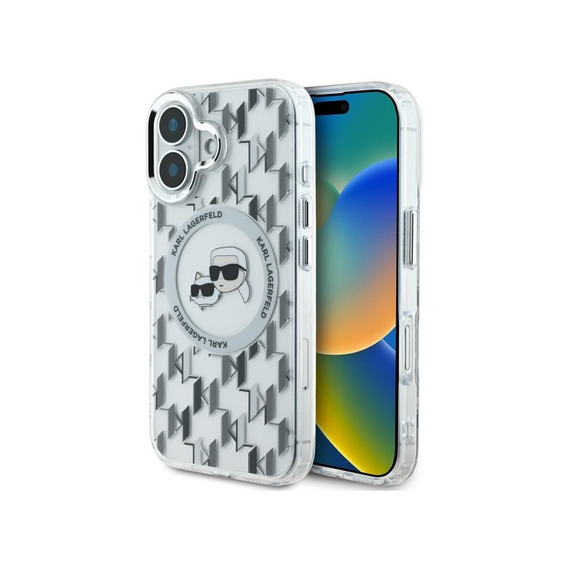 Karl Lagerfeld Hard IML Monogram Karl&Choupette Head MagSafe Case for Apple iPhone 16