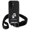 Karl Lagerfeld Saffiano Crossbody Strap Metal Karl and Choupette Case for Apple iPhone 16