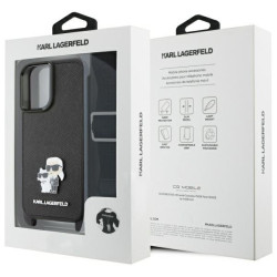 Karl Lagerfeld Saffiano Crossbody Strap Metal Karl and Choupette Case for Apple iPhone 16