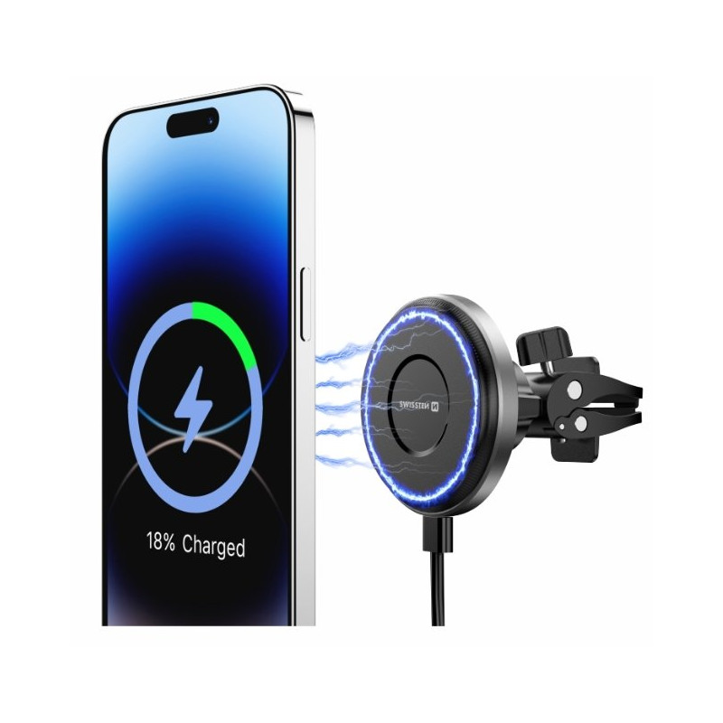 Swissten Airhold Magnetic Car Holder with Wireless Charger 15W / 7.5W (MagSafe compatible)
