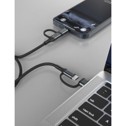 Swissten 4in1 Textile 3A Data Cable 1.5m