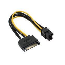 RoGer SAPCIE6P 15pin SATA Power to 6pin PCIe Adapter Cable for GPU / 20cm