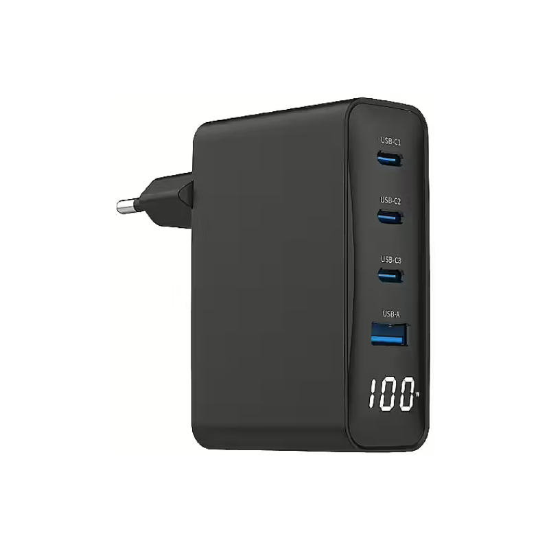 Gembird TA-UC-PDQC100LCD-01-BK Universal Charger USB / USB-B / 100W