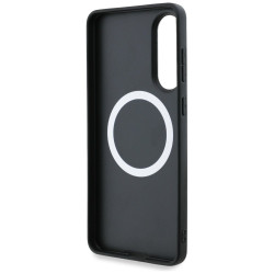 BMW Leather Oversized Stripes MagSafe Back Case for Samsung Galaxy S25 Edge