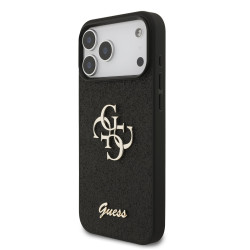 Guess PU Fixed Glitter 4G Metal Logo Case for Apple iPhone 17 Pro Max