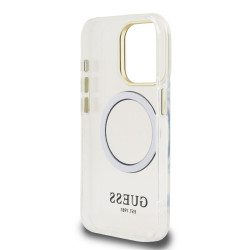 Guess IML Gold Outline Stand Camera Frame MagSafe Case for Apple iPhone 15 Pro