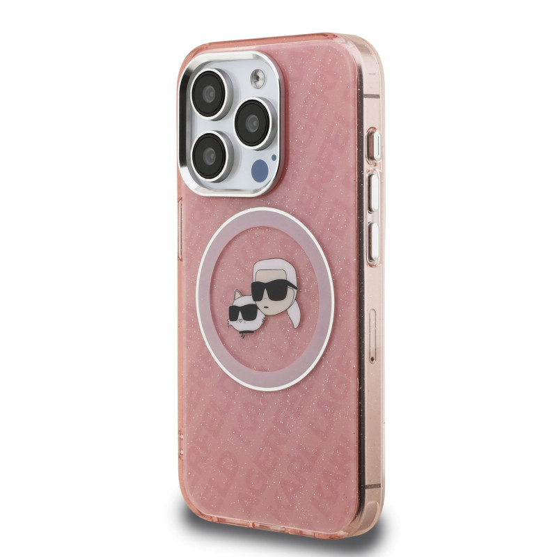 Karl Lagerfeld IML K&CH Heads Repeated Logo MagSafe Case for Apple iPhone 15 Pro Max