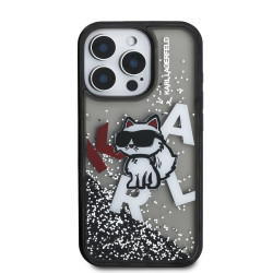 Karl Lagerfeld Liquid Glitter Scattered Choupette Case for AppleiPhone 16 Pro