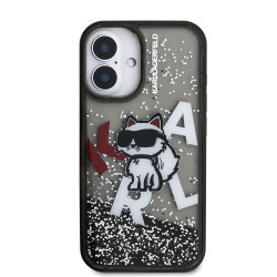Karl Lagerfeld Liquid Glitter Scattered Choupette Case for Apple iPhone 16